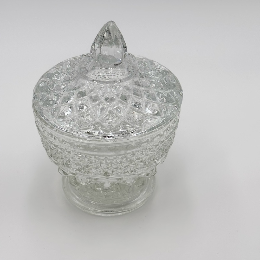 Vintage Anchor Hocking Wexford‎ Sugar Bowl and Lid Cut Glass Apothecary Jar - Picture 9 of 10